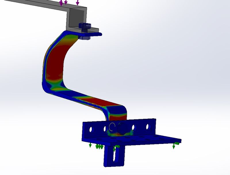 FEA stress plot of a tile roof hook